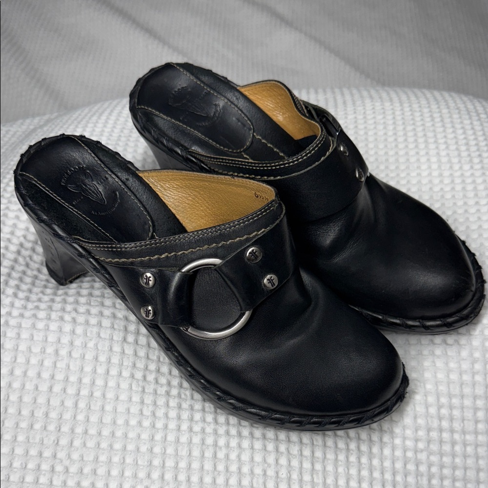 Frye Black Leather Mules - Size 6.5